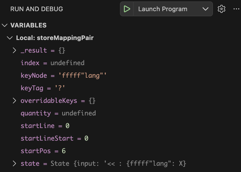 Node.JS Parser Debugging